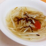 夏バテ対策(^^)もずく酢ともやし梅風味スープ♪